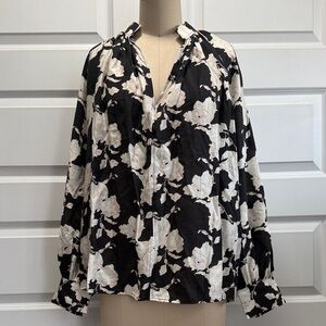 NWT ZARA Floral Black and White Women's Top